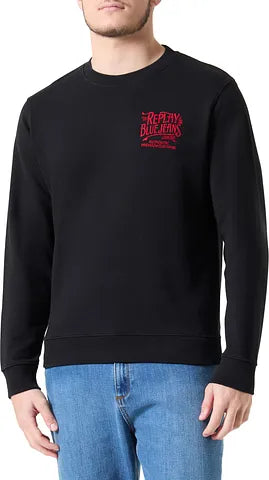 SUDADERA CON BORDADO EN EL PECHO - NEGRO - REPLAY | M3072 .000.23812