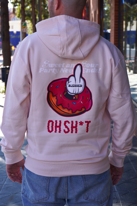 SUDADERA CON CAPUCHA "DONUT" - ROSA PASTEL - BLESSED BRAND