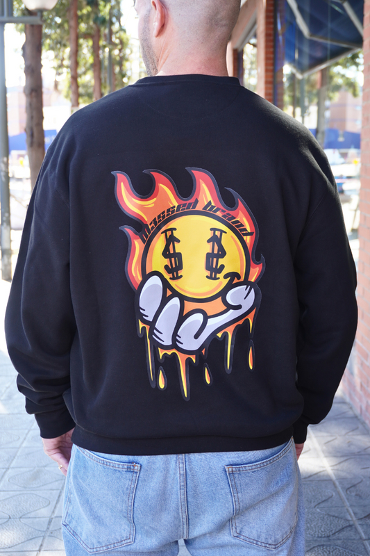 SUDADERA "FIRE SMILE" - NEGRO - BLESSED BRAND