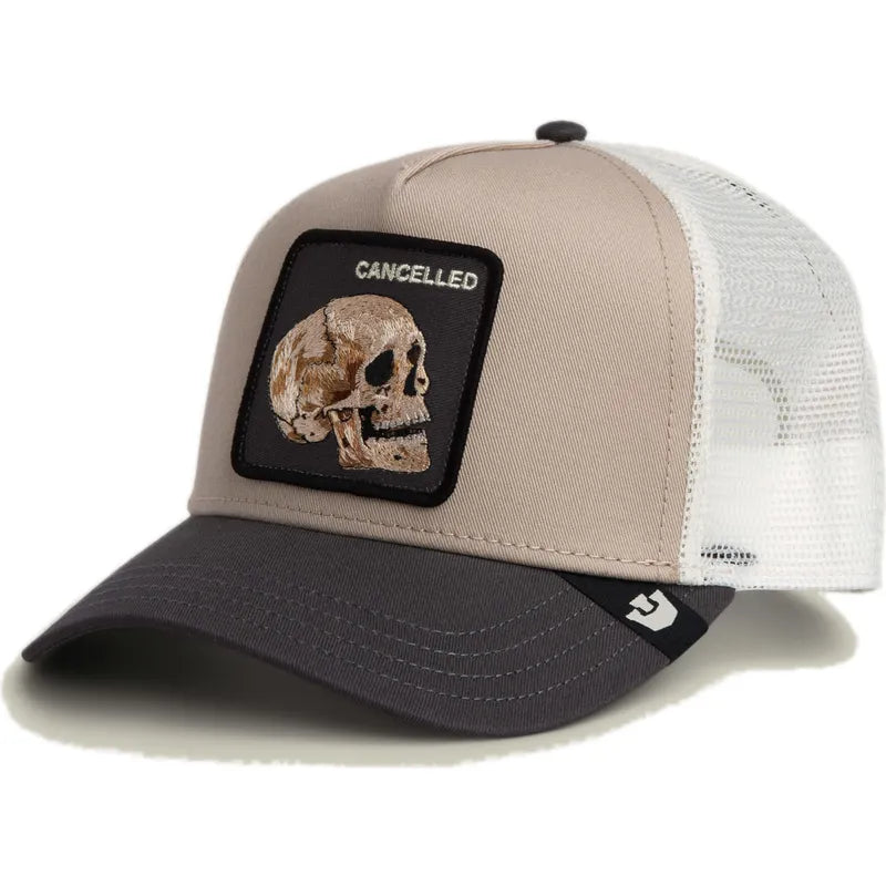 GORRA TRUCKER CALAVERA "CANCELLED SKULL" - BEIGE/NEGRO- GOORIN BROS THE FARM ANIMALS | 101-2392-MULTI