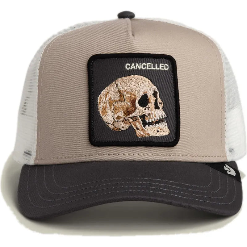 GORRA TRUCKER CALAVERA "CANCELLED SKULL" - BEIGE/NEGRO- GOORIN BROS THE FARM ANIMALS | 101-2392-MULTI