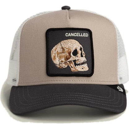 GORRA TRUCKER CALAVERA "CANCELLED SKULL" - BEIGE/NEGRO- GOORIN BROS THE FARM ANIMALS | 101-2392-MULTI