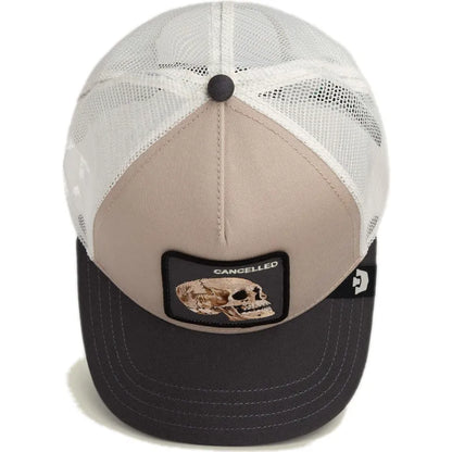 GORRA TRUCKER CALAVERA "CANCELLED SKULL" - BEIGE/NEGRO- GOORIN BROS THE FARM ANIMALS | 101-2392-MULTI