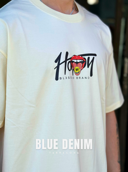 CAMISETA "HAPPY NATION" - CREMA - BLESSED BRAND | BL3-HAPPY-NATION