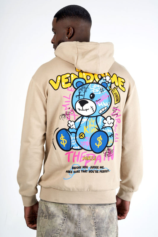 SUDADERA CON CAPUCHA "GRAFFITI BEAR" - BEIGE - LOUIS VENDOME PARIS | LV L04