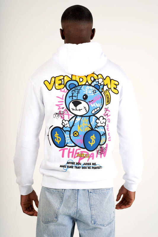 SUDADERA CON CAPUCHA "GRAFFITI BEAR" - BLANCO - LOUIS VENDOME PARIS | LV L04