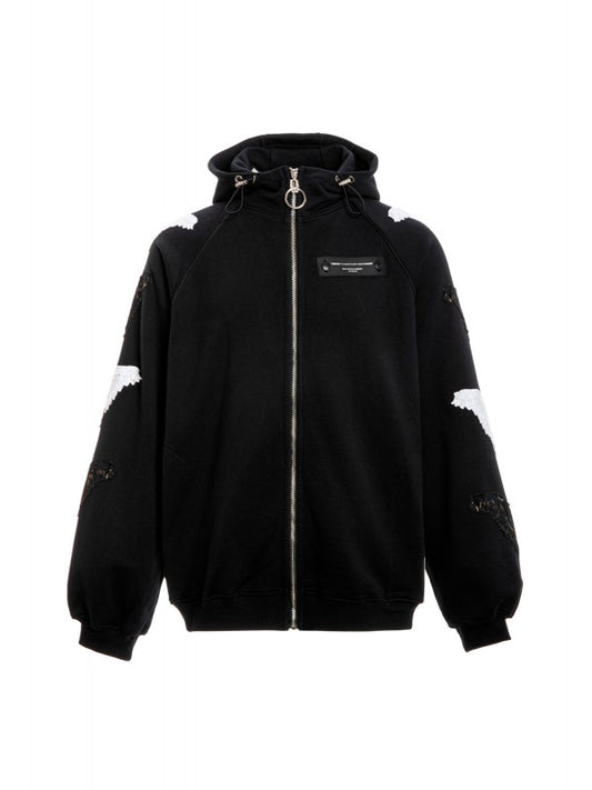 SUDADERA CREMALLERA ALAS CON CAPUCHA - NEGRO - WINGS CAPSULE MOD WAVE MOVEMENT | MW094070094