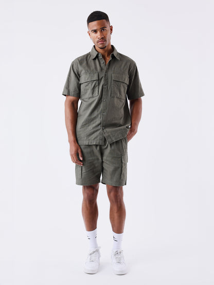 PANTALÓN CORTO TEXTURIZADO ESTILO CARGO - VERDE OLIVA - PROJECT X PARIS | 2540162_OG