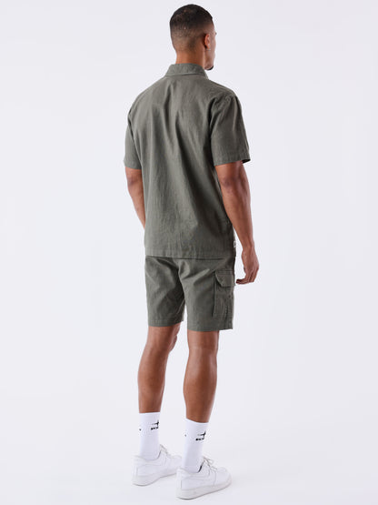 PANTALÓN CORTO TEXTURIZADO ESTILO CARGO - VERDE OLIVA - PROJECT X PARIS | 2540162_OG