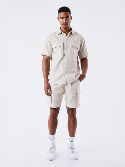 PANTALÓN CORTO TEXTURIZADO ESTILO CARGO - BEIGE - PROJECT X PARIS | 2540162_IV