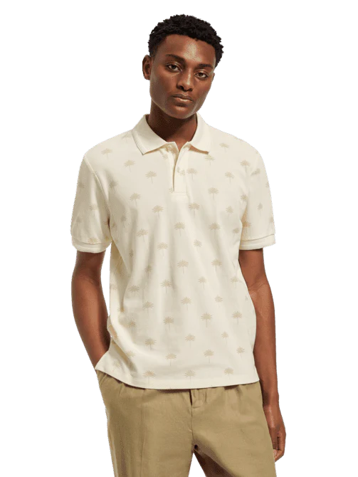 POLO CON ESTAMPADO INTEGRAL PALMERAS - BEIGE - SCOTCH & SODA | 175661