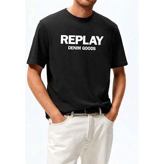 CAMISETA DE CUELLO REDONDO CON LOGO - NEGRO - REPLAY | M3131.000.2660