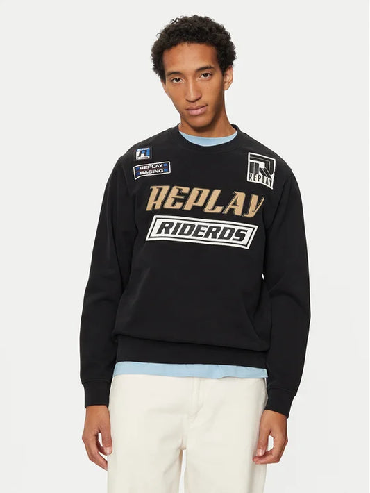 SUDADERA CON PARCHES RACING - NEGRO - REPLAY | M6971.000.22890CS