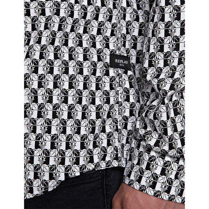 CAMISA CON ESTAMPADO INTEGRAL - BLANCO/NEGRO - REPLAY | M4118.000.74922