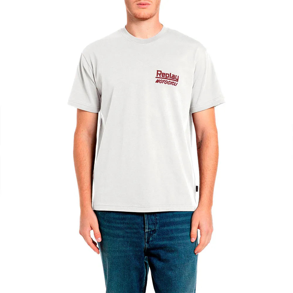 CAMISETA REGULAR FIT CON INSCRIPCIÓN MOTOCICLI - BLANCO ROTO - REPLAY | M12BE .003.00QMJ