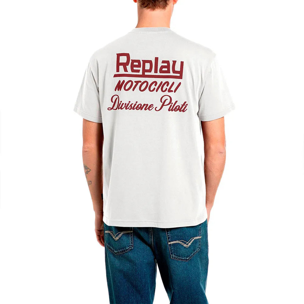 CAMISETA REGULAR FIT CON INSCRIPCIÓN MOTOCICLI - BLANCO ROTO - REPLAY | M12BE .003.00QMJ