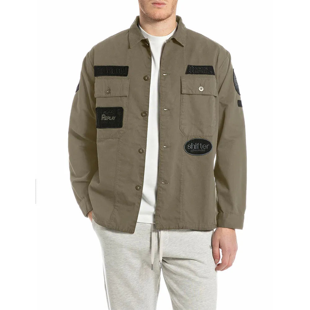 SOBRECAMISA PARCHES - OLIVA OSCURO - REPLAY | M8445B.000.85172