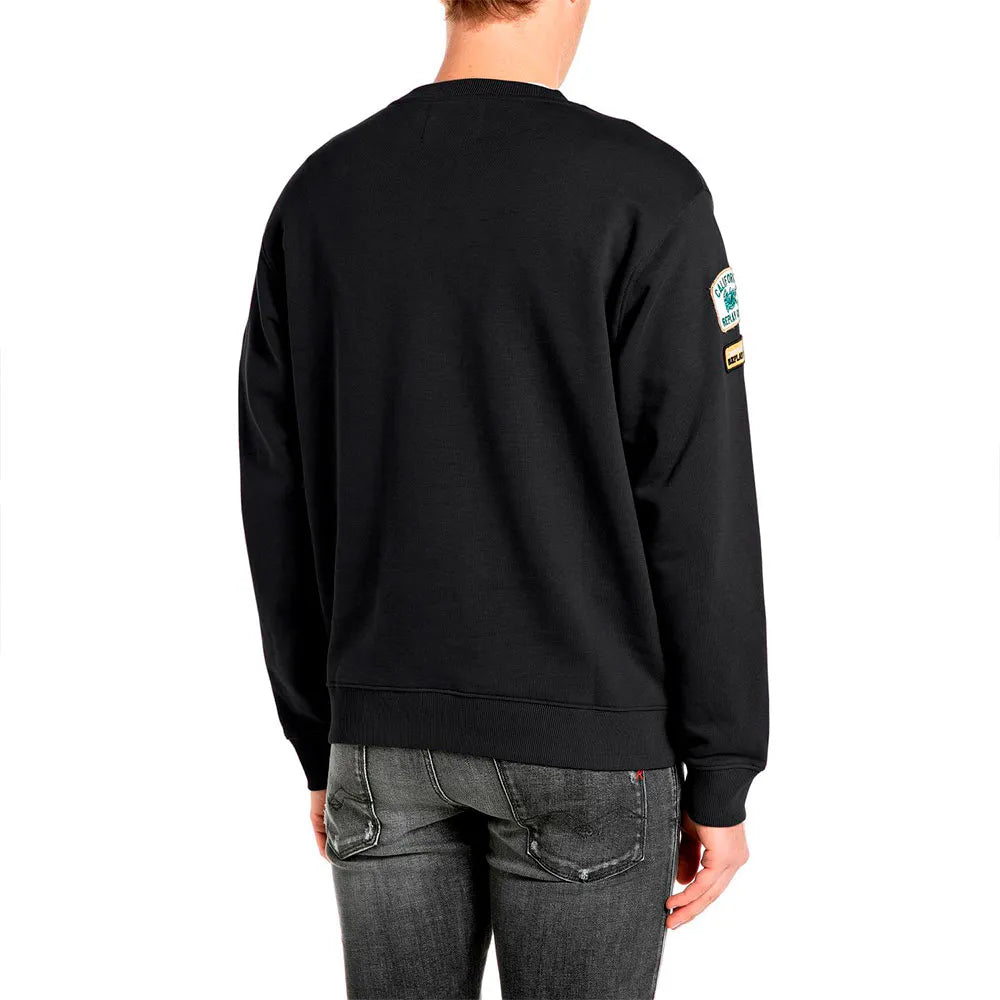 SUDADERA DE ALGODÓN CON PARCHES - NEGRO - REPLAY | M13LR .001.7242NW