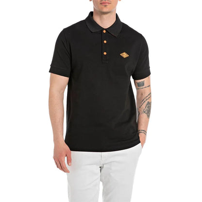 POLO DE MANGA CORTA CON CUELLO A CONTRASTE - NEGRO - REPLAY | M6782.000.20623