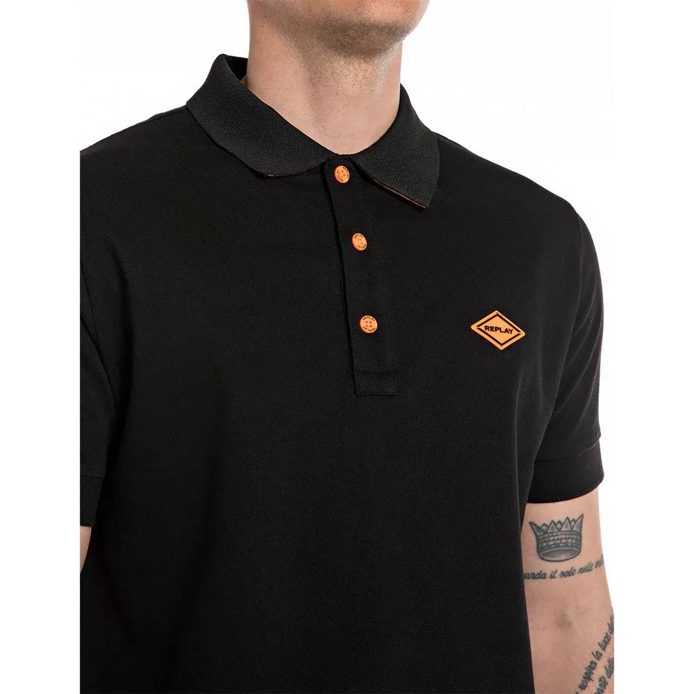 POLO DE MANGA CORTA CON CUELLO A CONTRASTE - NEGRO - REPLAY | M6782.000.20623