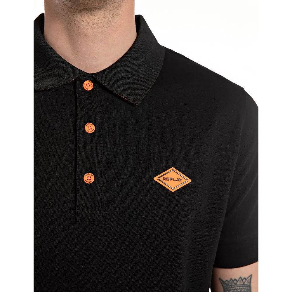 POLO DE MANGA CORTA CON CUELLO A CONTRASTE - NEGRO - REPLAY | M6782.000.20623