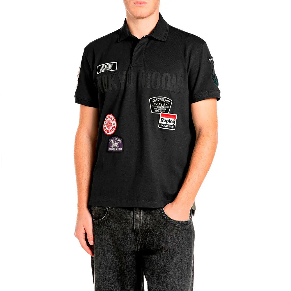 POLO REGULAR FIT CON PARCHES - NEGRO - REPLAY | M13L5.001.00KZNW