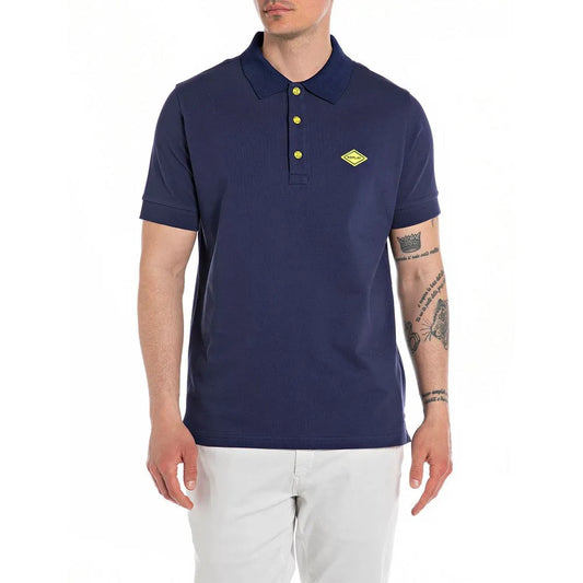 POLO DE MANGA CORTA CON CUELLO A CONTRASTE - AZUL MARINO - REPLAY | M6782.000.20623