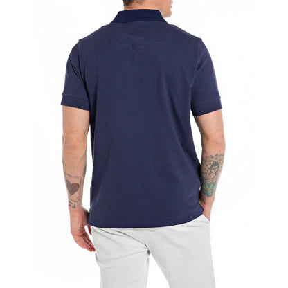 POLO DE MANGA CORTA CON CUELLO A CONTRASTE - AZUL MARINO - REPLAY | M6782.000.20623