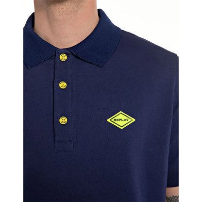 POLO DE MANGA CORTA CON CUELLO A CONTRASTE - AZUL MARINO - REPLAY | M6782.000.20623