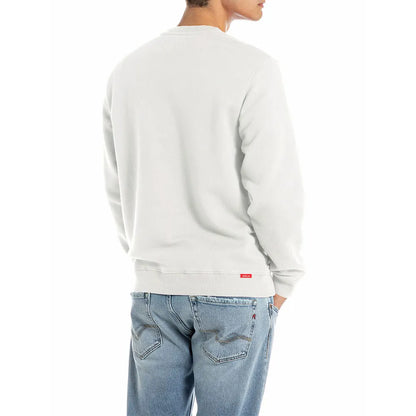 SUDADERA DE CUELLO REDONDO DE ALGODÓN PERCHADO - BLANCO - REPLAY | M3106 .000.23736P