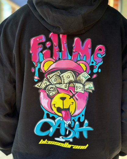 SUDADERA CON CAPUCHA "FILL ME" - NEGRO - BLESSED BRAND