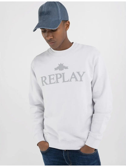 SUDADERA CON LOGO DE ARCHIVO - LIGHT GREY - REPLAY | M6963.000.23650P