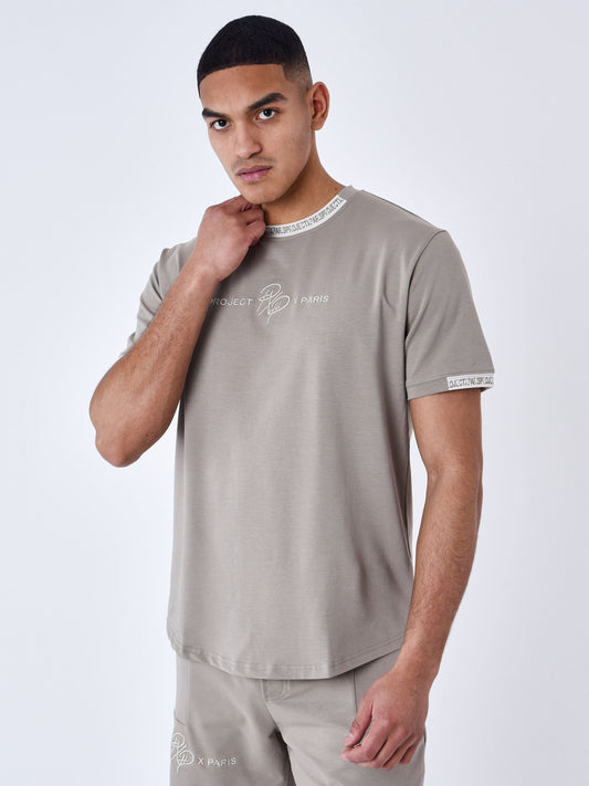 CAMISETA BRAZALETE CON LOGO BORDADO - TAUPE - PROJECT X PARIS | 2210218