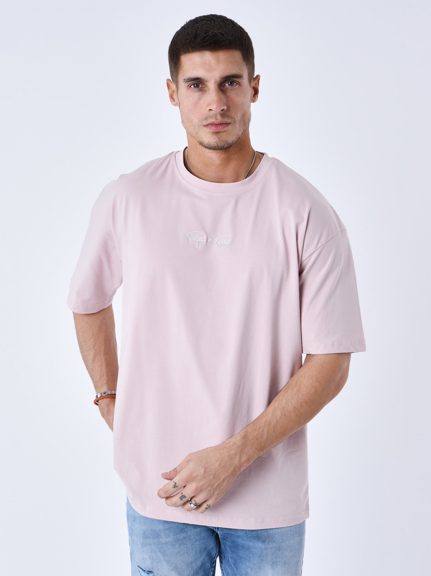 CAMISETA CON LOGO BORDADO - ROSA EMPOLVADO - PROJECT X PARIS | T231014_PK3W