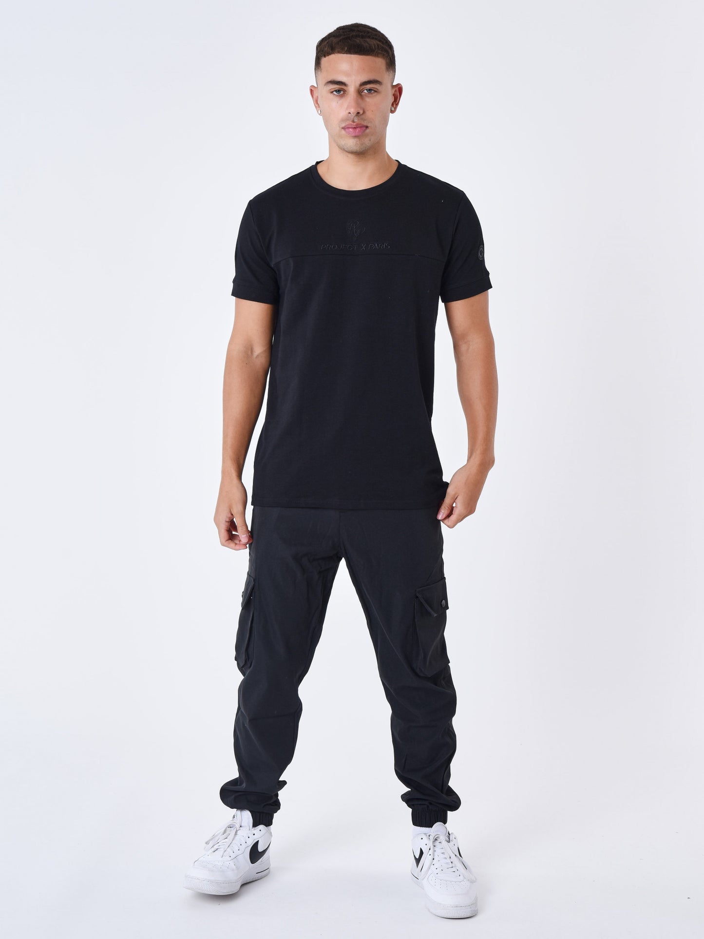 CAMISETA TECHWEAR CON LOGO BORDADO - NEGRO - PROJECT X PARIS | 2310067-BK